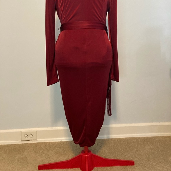 Altuzarra for Target burgundy satin tulip-skirt dress - Picture 3 of 8